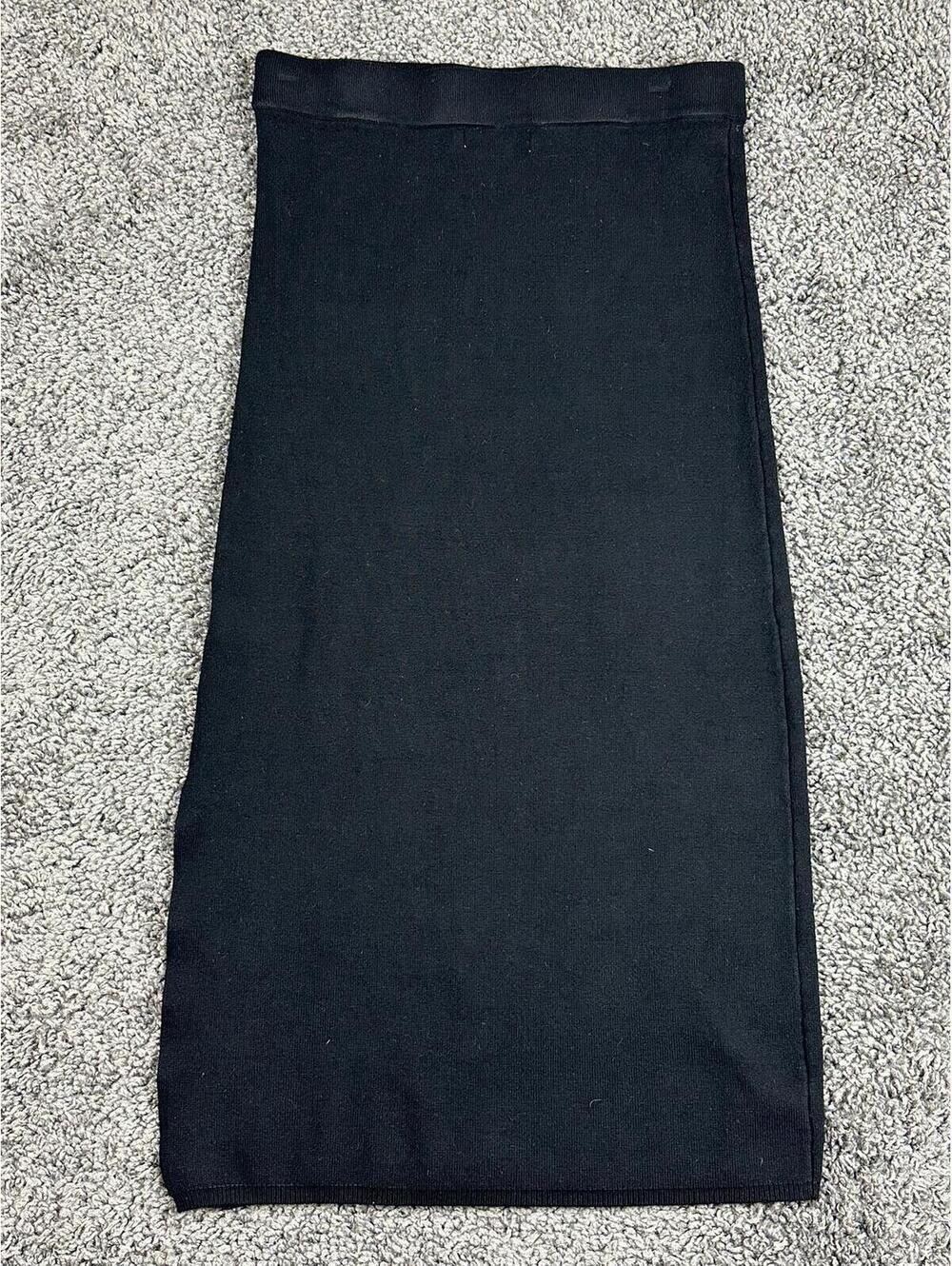 House of Harlow 1960 Skirt WomensBlack Knit Midi Side Slit Rayon Nylon Sz S